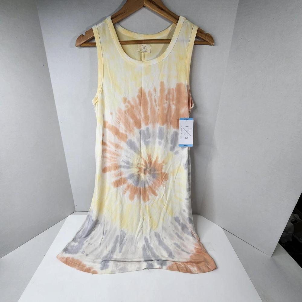 Thread and Supply Tie-dye dress with yellow, orange & gray swirls cover up NWT
